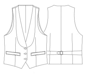 画像2: 衿付き3つ釦ベスト型紙