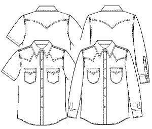 画像2: 【メンズ】ウエスタンシャツ型紙（長袖、半袖付き）