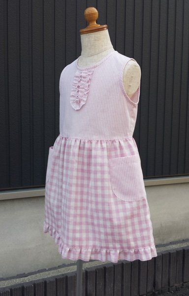画像4: 【子供服】ギャザー切替フリルワンピース型紙(ノースリーブ) (4)