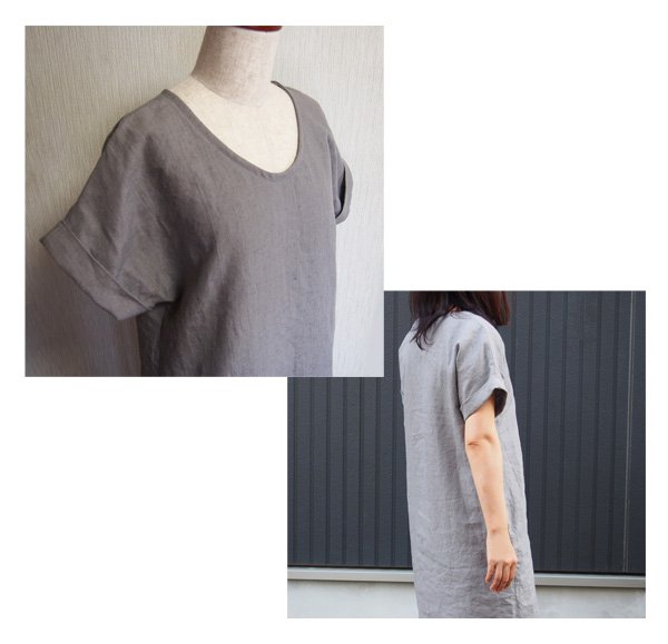 画像4: 半袖&七分袖・ドロップショルダープルオーバーワンピース型紙 (4)