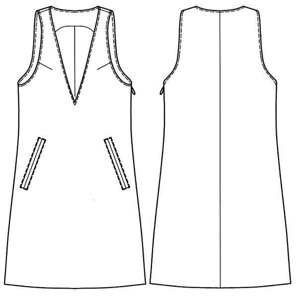 画像2: 深Vネックワンピース型紙 (2)