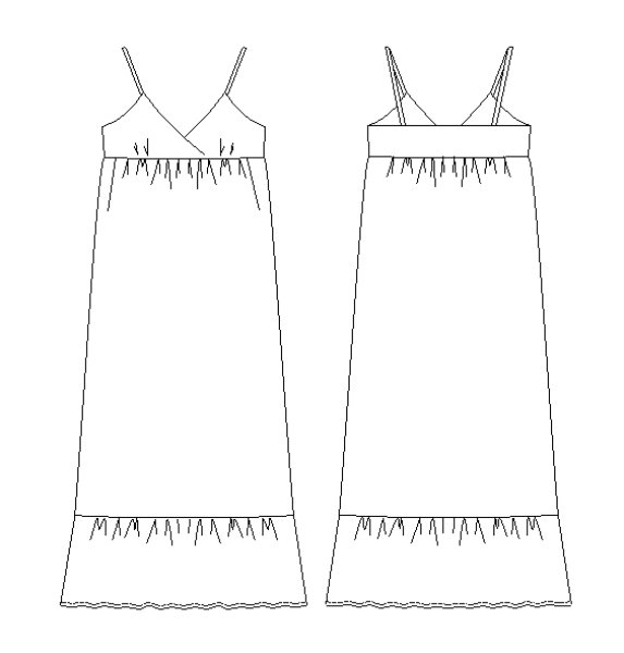 画像2: マキシ丈キャミワンピース型紙(脇ファスナー) (2)
