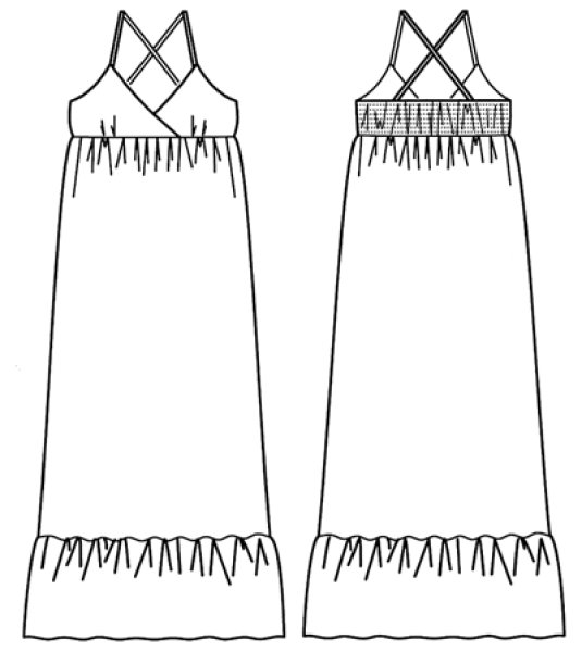 画像2: マキシ丈キャミワンピース型紙(シャーリング) (2)