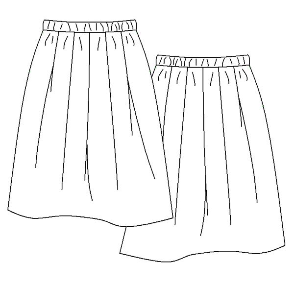 画像2: ウエストゴムタックスカート型紙(膝下丈) (2)