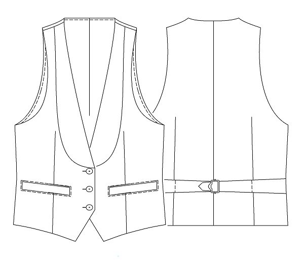 画像2: 衿付き3つ釦ベスト型紙 (2)