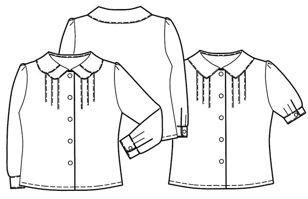 画像2: 【子供服】衿付きブラウス型紙 (2)