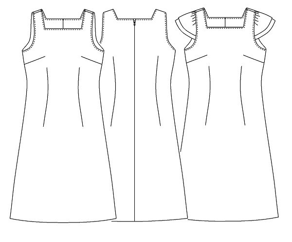 画像2: スクエアネックワンピース型紙 (2)