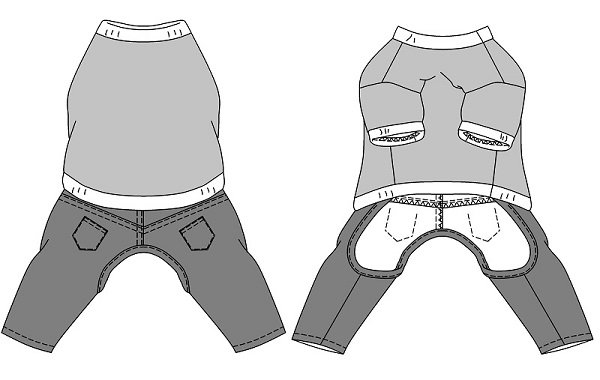 画像3: 犬服 カバーオール型紙 大型犬用 (3)