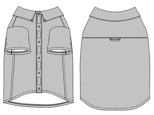 画像4: 犬服 ボタンダウンシャツ型紙 大型犬用 (4)