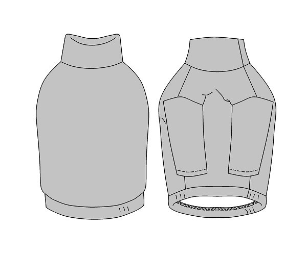 画像3: 犬服 ハイネック長袖Tシャツ型紙 小型犬〜中型犬用 (3)