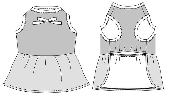 画像3: 犬服 ギャザーワンピース型紙 小型犬〜中型犬用 (3)