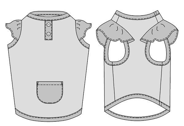 画像3: 犬服 キャップスリーブタンクトップ型紙 小型犬〜中型犬用 (3)