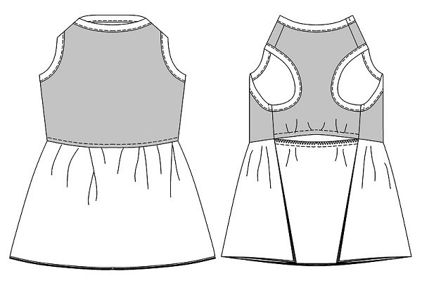 画像3: 犬服 チュールワンピース型紙 小型犬〜中型犬用 (3)
