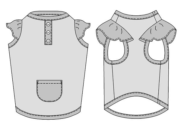 画像4: 犬服 キャップスリーブタンクトップ型紙 大型犬用 (4)