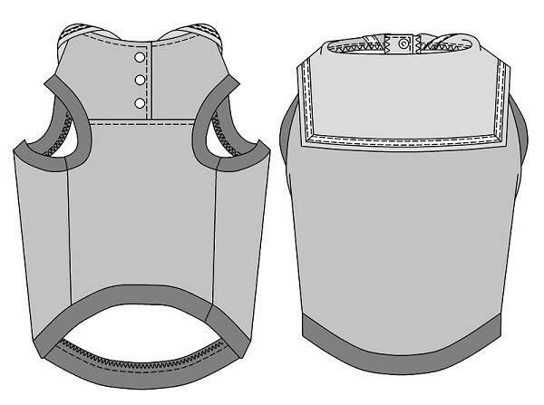 画像4: 犬服 セーラーカラータンクトップ型紙 大型犬用 (4)