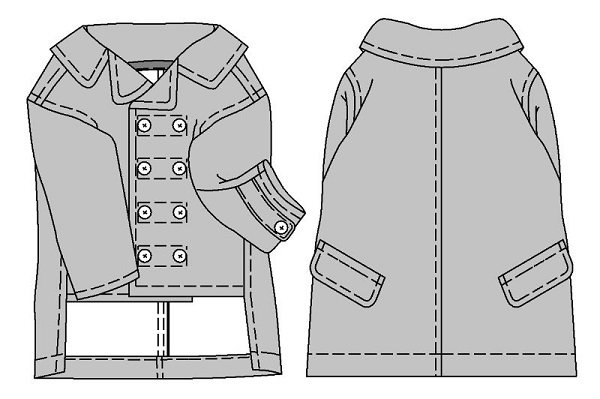 画像4: 犬服 ピーコート型紙 大型犬用 (4)