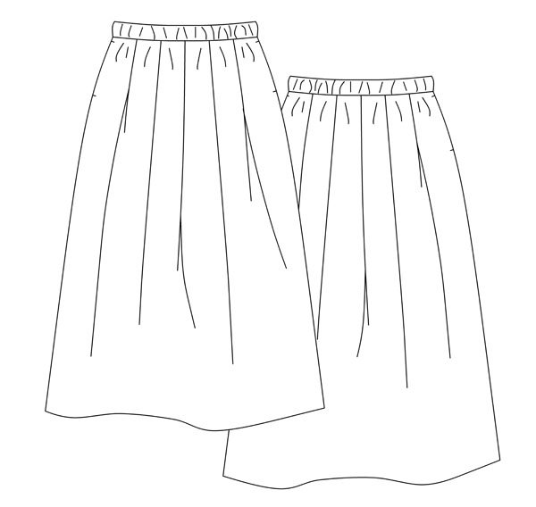 画像2: ウエストゴムタックスカート型紙(ロング丈) (2)